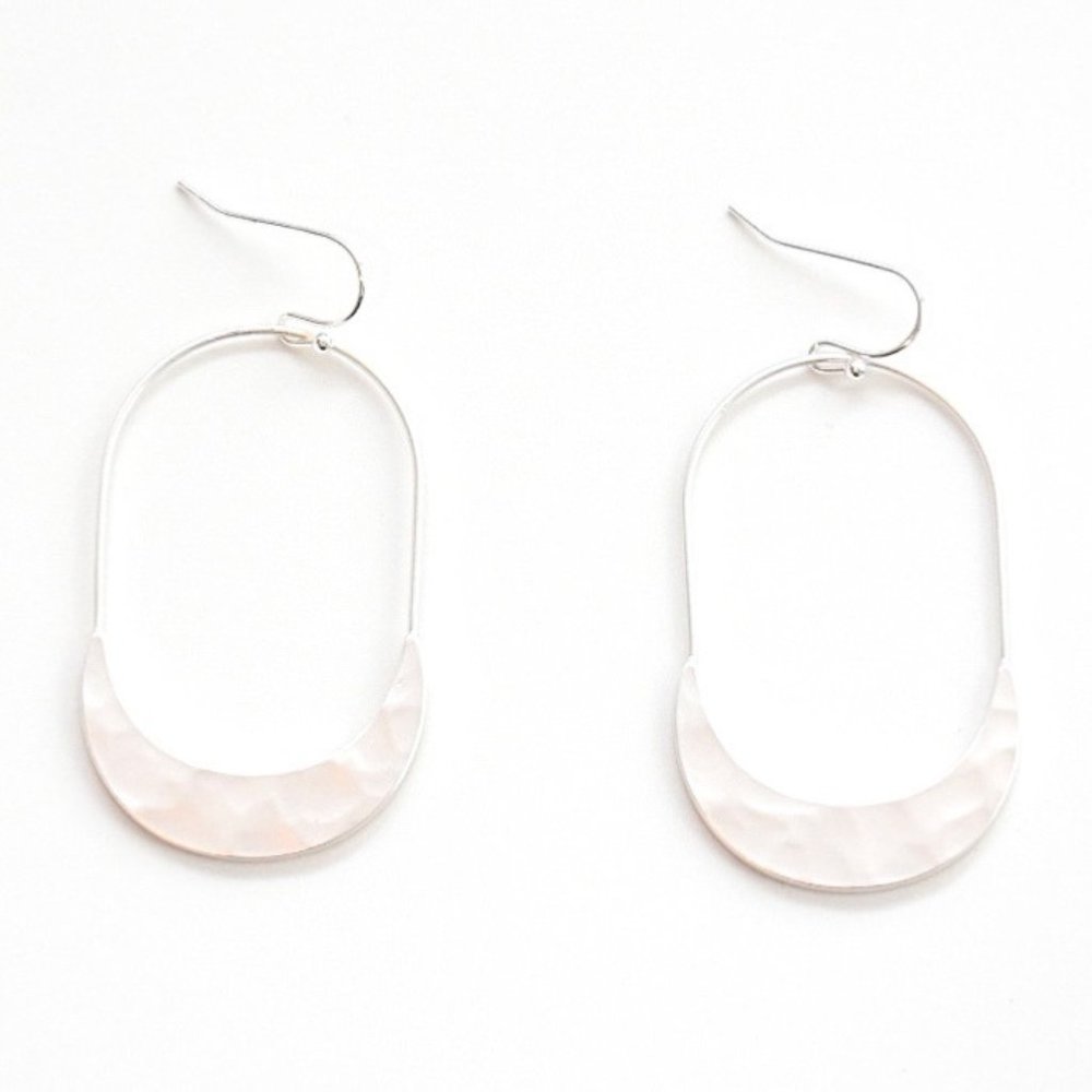 Silver Thin Semi Circle Drop Earrings